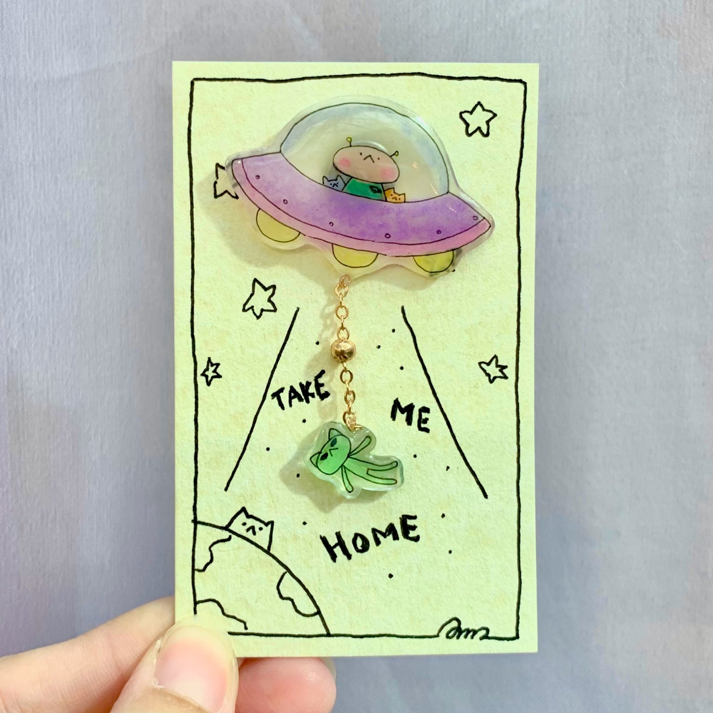 E-mo Cat with Friends and Alien Pin