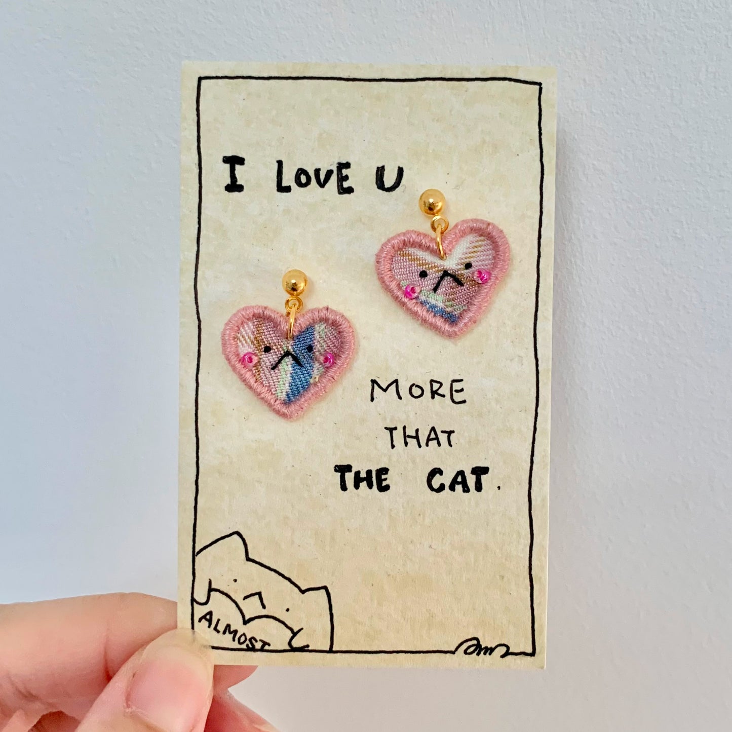 Embroidery E-mo Heart Earrings