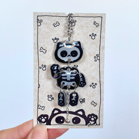E-mo Cat Skeleton Necklace