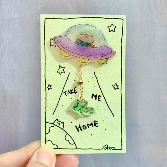 E-mo Cat with Friends and Alien Pin