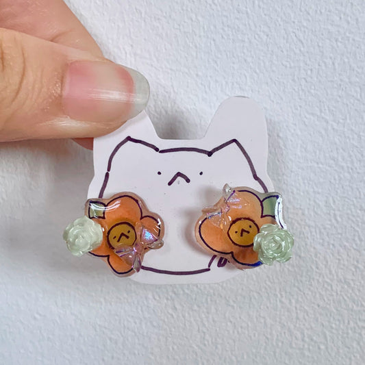 E-mo Flower Earrings (Orange)